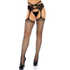 LEG AVENUE - NET STOCKINGS WITH LACE GARTER ONE SIZE