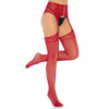 LEG AVENUE - BURGUNDY LACE STOCKINGS WITH GARTER ONE SIZE