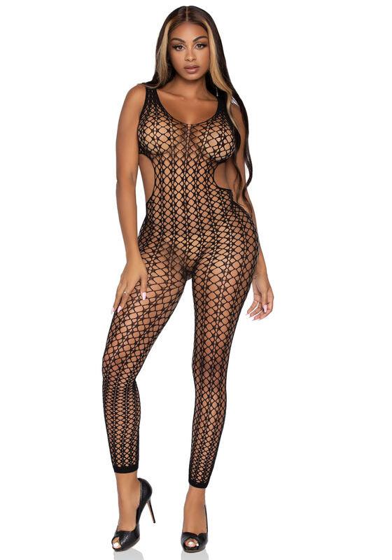 LEG AVENUE - BODYSTOCKING DE REDE LATTICE TAMANHO ÚNICO