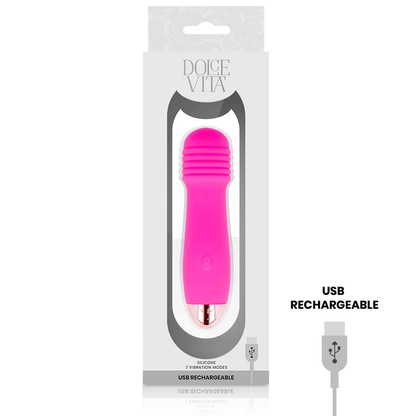 DOLCE VITA - VIBRADOR RECARGABLE THREE ROSA 7 VELOCIDADES - Sensuana.es