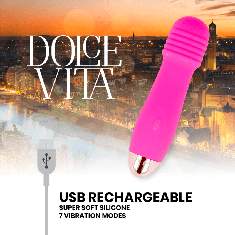 DOLCE VITA - VIBRADOR RECARREGÁVEL TRÊS ROSA 7 VELOCIDADES