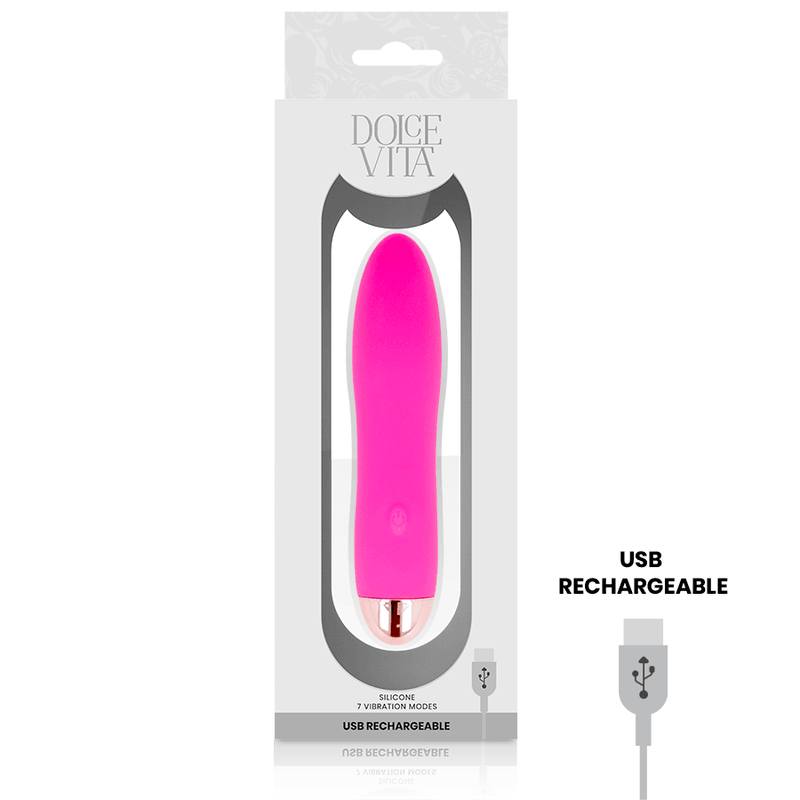 DOLCE VITA - VIBRADOR RECARREGÁVEL QUATRO ROSA 7 VELOCIDADES