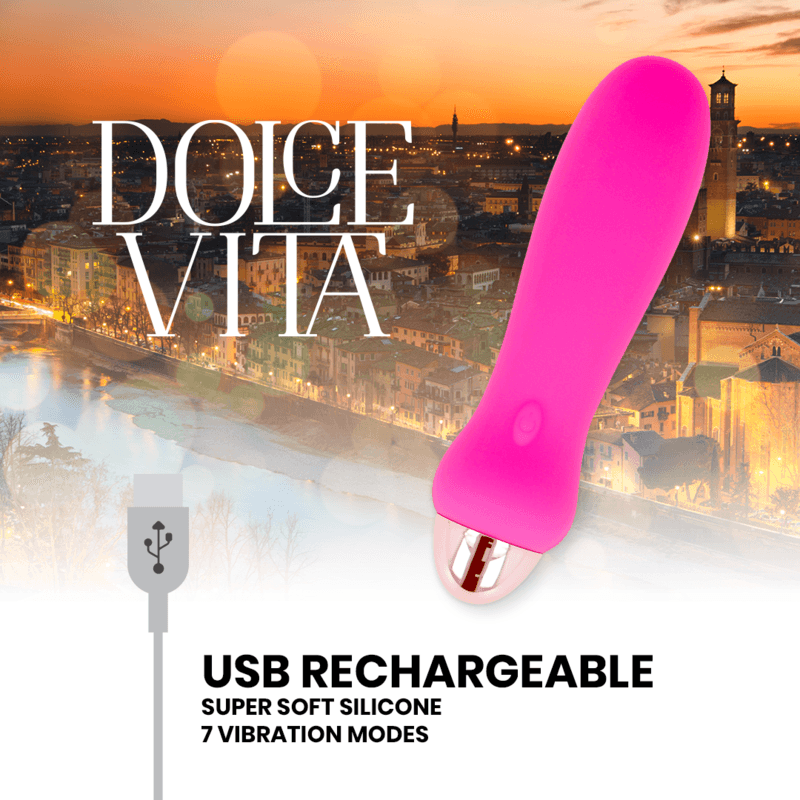 DOLCE VITA - VIBRADOR RECARREGÁVEL CINCO ROSA 7 VELOCIDADES