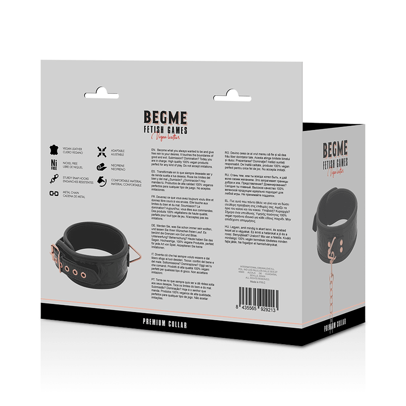 BEGME - BLACK EDITION COLLAR CUERO VEGANO CON FORRO DE NEOPRENO