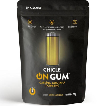 WUG GUM - ON CHICLE CAFEÍNA, GINSENG Y GUARANÁ 10 UNIDADES - Sensuana.es