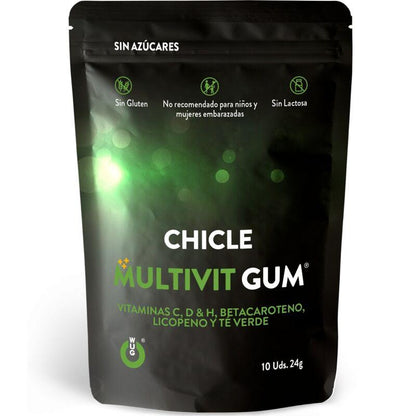 WUG GUM - MULTIVIT CHICLE VITAMINA C, H, D, BETACAROTENO, LICOPENO Y TÉ VERDE 10 UNIDADES - Sensuana.es