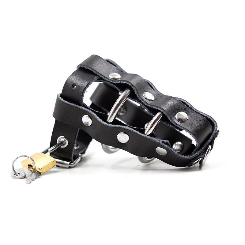 OHMAMA FETISH - LEATHER SHEATH WITH METAL RINGS AND PADLOCK