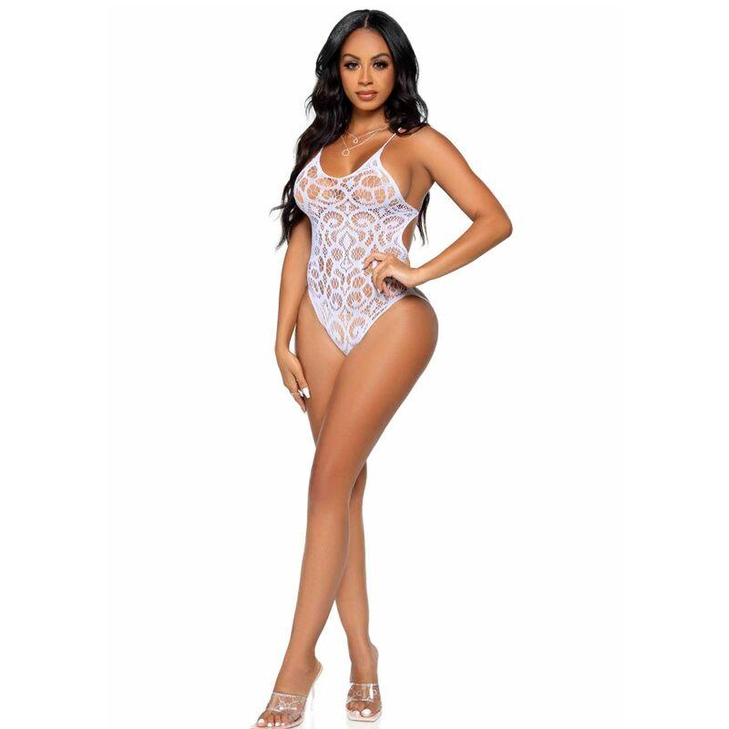 LEG AVENUE - TEDDY WITH LACE AND STRAPS ON THE BACK - WHITE