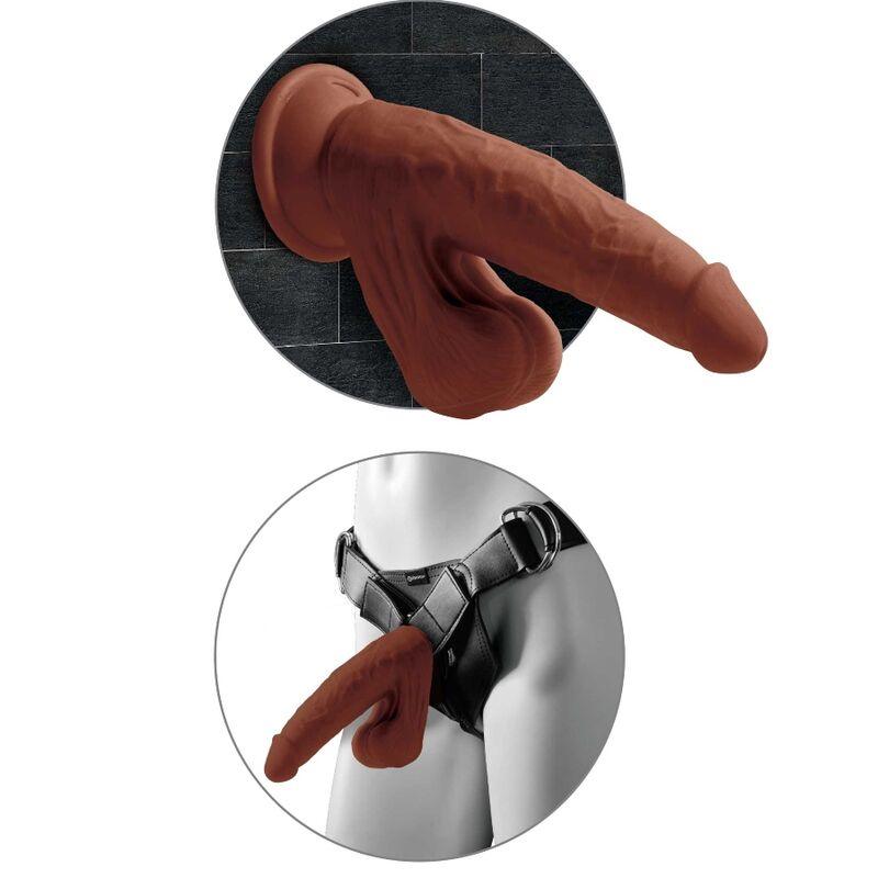 KING COCK - PLUS 3D DILDO SWINGING BALLS 24.5 CM MARRON - Sensuana.es