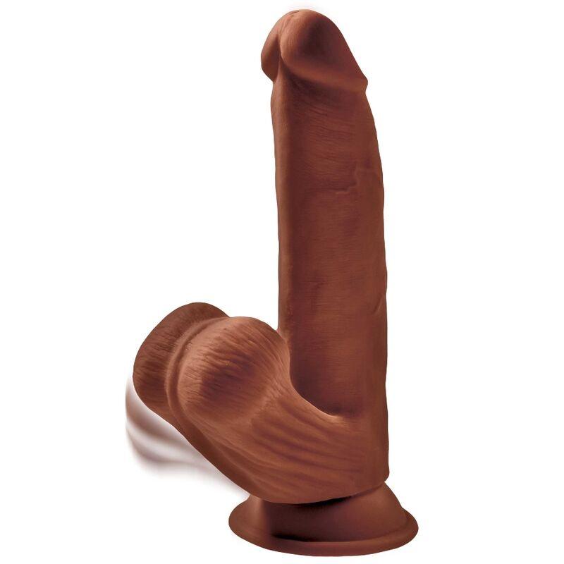 KING COCK - PLUS 3D DILDO BALANÇANDO BOLAS 24,5 CM MARROM