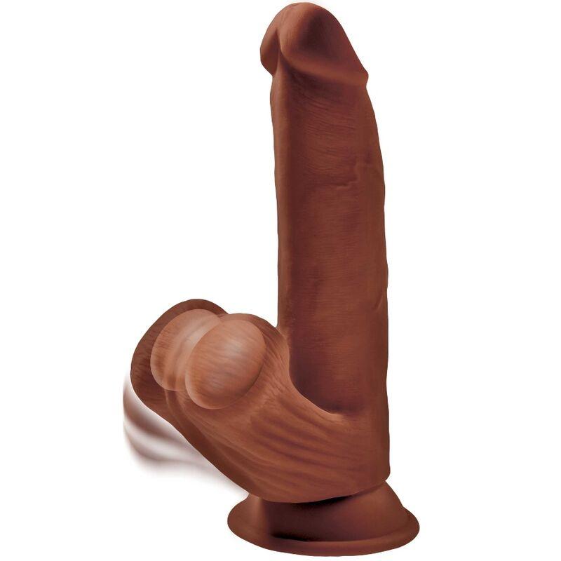 KING COCK - PLUS 3D DILDO SWINGING BALLS 24.5 CM MARRON - Sensuana.es