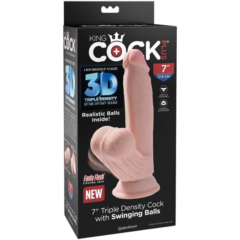 KING COCK - PLUS 3D DILDO SWINGING BALLS 15.2 CM NATURAL - Sensuana.es