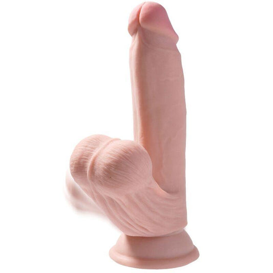 KING COCK - PLUS 3D DILDO SWINGING BALLS 15.2 CM NATURAL - Sensuana.es