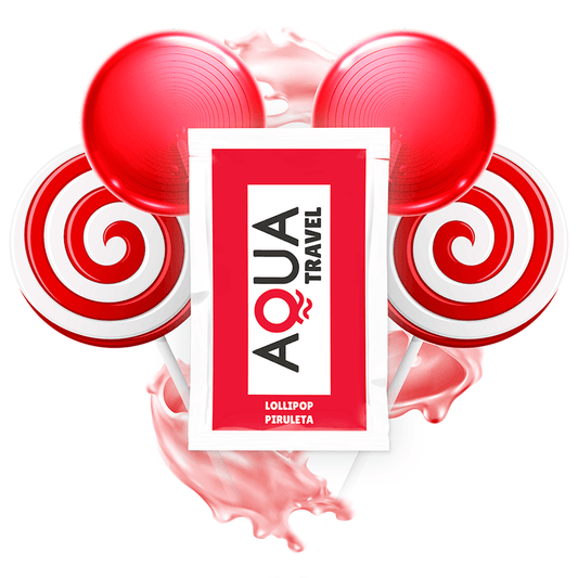 AQUA TRAVEL - LUBRICANTE BASE AGUA SABOR PIRULETA 6 ML - Sensuana.es