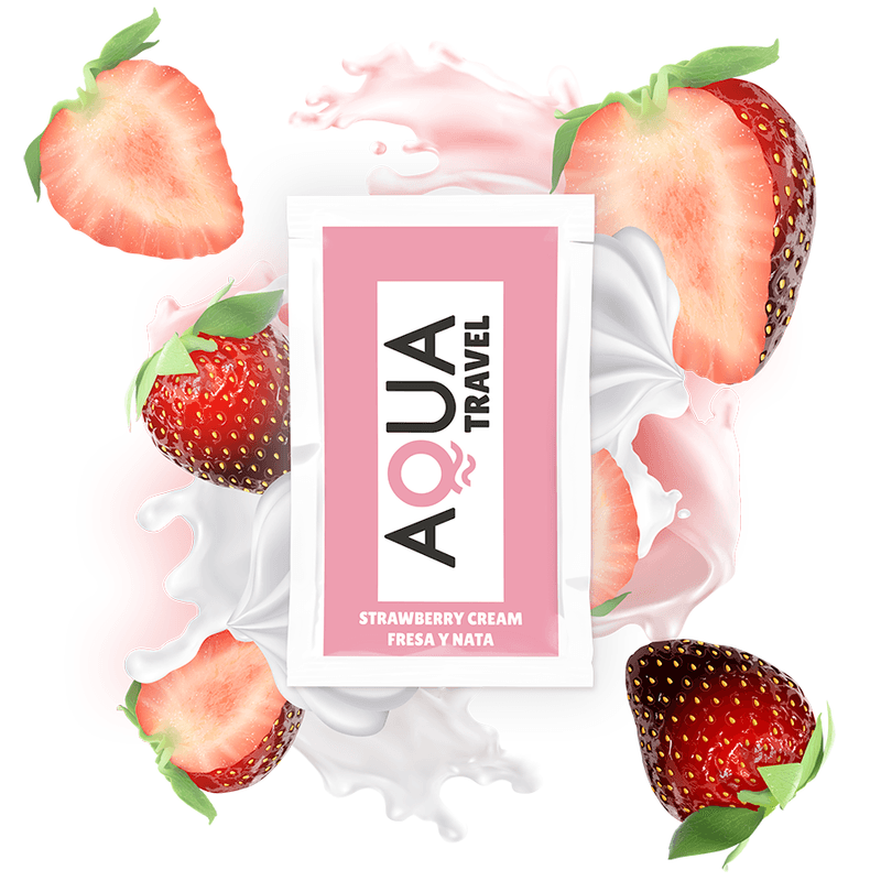 AQUA TRAVEL - WATER BASED LUBRICANT STRAWBERRY AND CREAM FLAVOR 6 ML