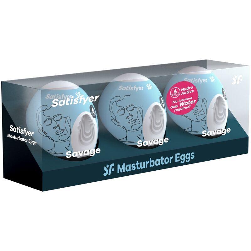 SATISFYER - 3 SAVAGE MASTURBATOR EGGS