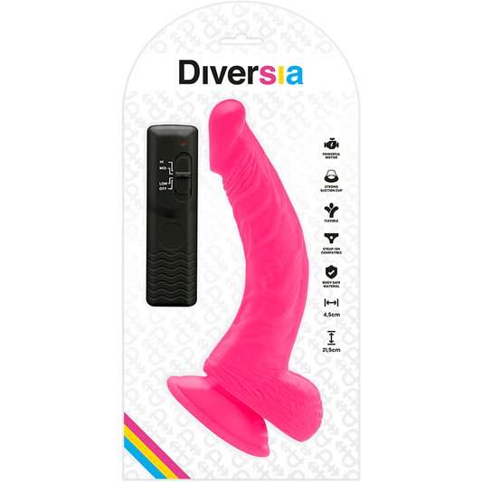 DIVERSIA - DILDO FLEXIBLE CON VIBRACION ROSA 21.5 CM -O- 4.5 CM - Sensuana.es