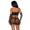 LEG AVENUE - LACE DRESS AND GLOVES ONE SIZE - BLACK