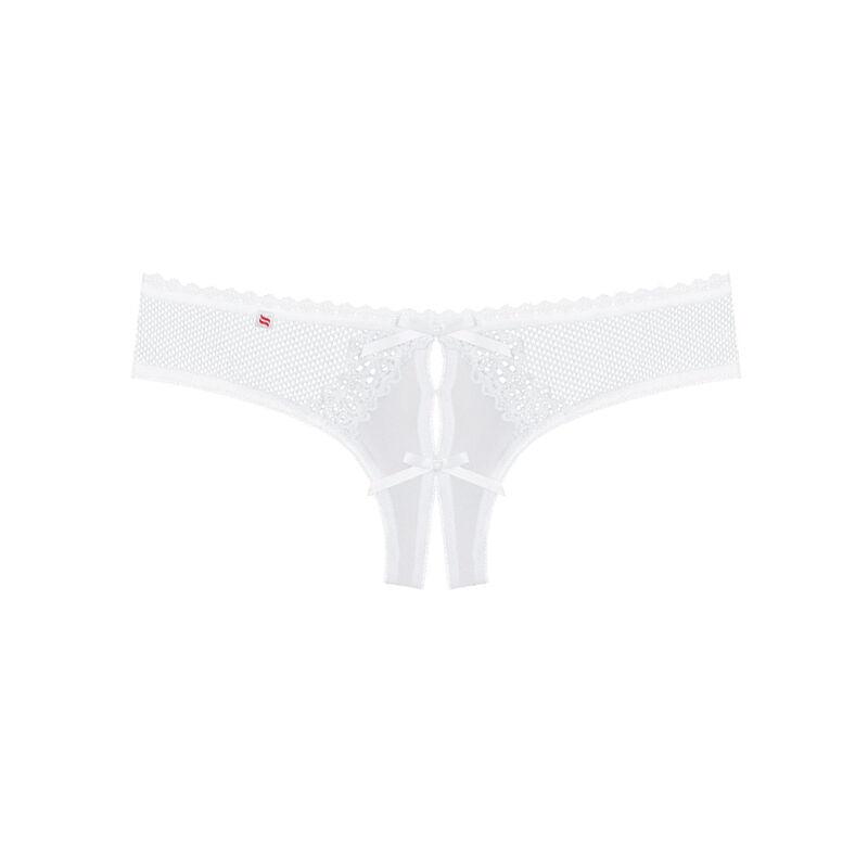 OBSESSIVE - ALABASTRA TANGA CROTCHLESS BLANCO S/M - Sensuana.es