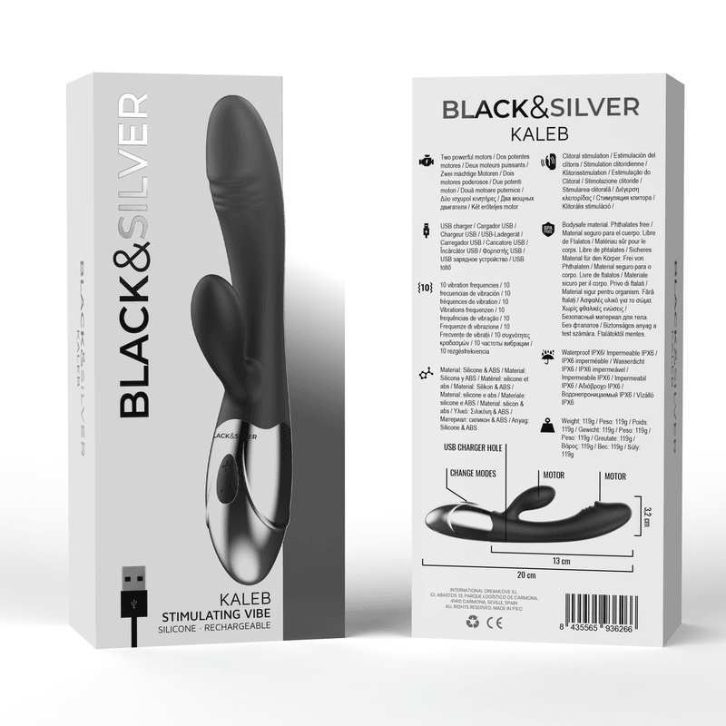 BLACK&SILVER - KALEB VIBRADOR RABBIT SILICON MILTI FUNCION - Sensuana.es