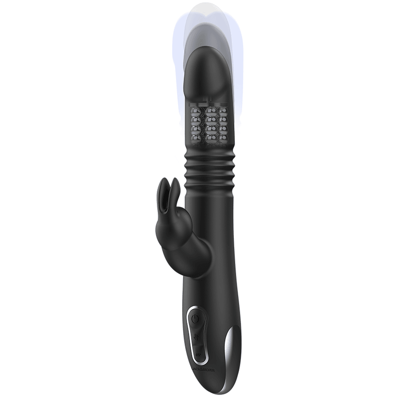 BLACK&SILVER - KENJI VIBRADOR RABBIT UP & DOWN COMPATIBLE CON WATCHME - Sensuana.es