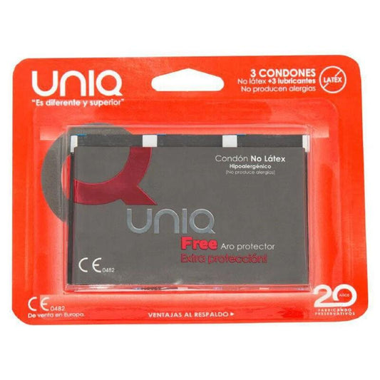 UNIQ - FREE PRESERVATIVOS CON ARO PROTECTOR SIN LATEX 3 UNIDADES - Sensuana.es