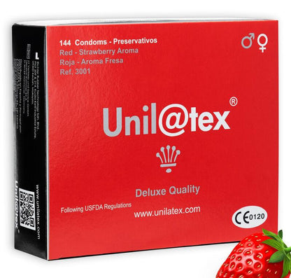 UNILATEX - PRESERVATIVOS ROJOS/FRESA 144 UDS - Sensuana.es