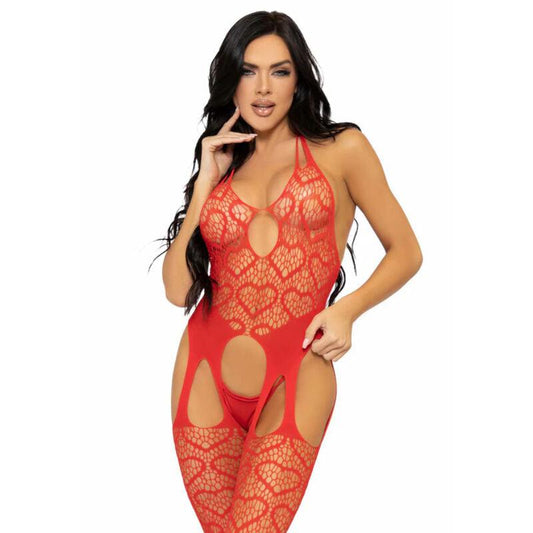 LEG AVENUE - BODYSTOCKING DE RED CON TIRANTES TALLA ÚNICA - NEGRO - Sensuana.es