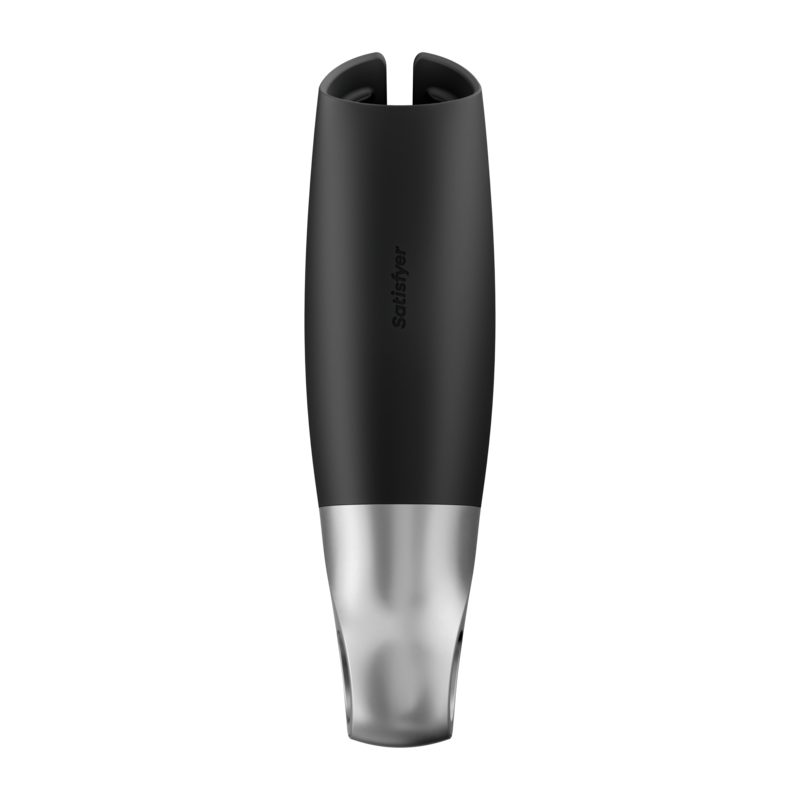 SATISFYER - POWER MASTURBATOR NEGRO Y PLATA - Sensuana.es