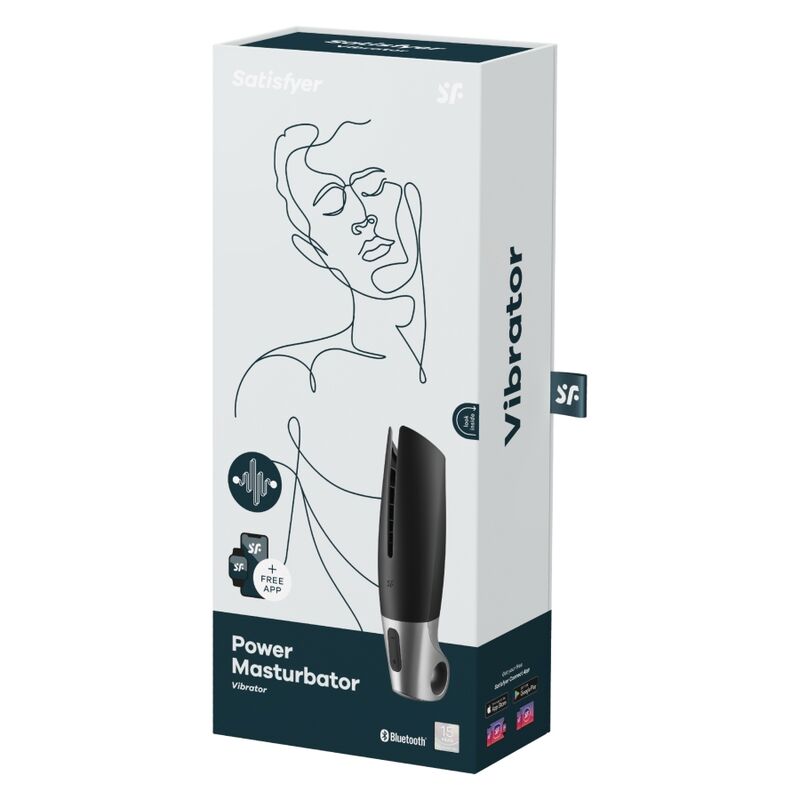 SATISFYER - POWER MASTURBATOR NEGRO Y PLATA - Sensuana.es