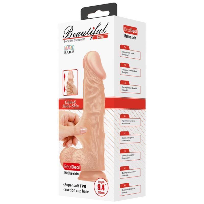 BAILE - BEAUTIFUL ENCOUNTER BURAQ DILDO REALISTICO FLEXIBLE 24 CM NATURAL - Sensuana.es