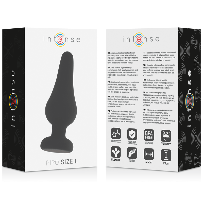 INTENSE - ANAL PLUG PIPO L SILICONE NEGRO 13 CM - Sensuana.es