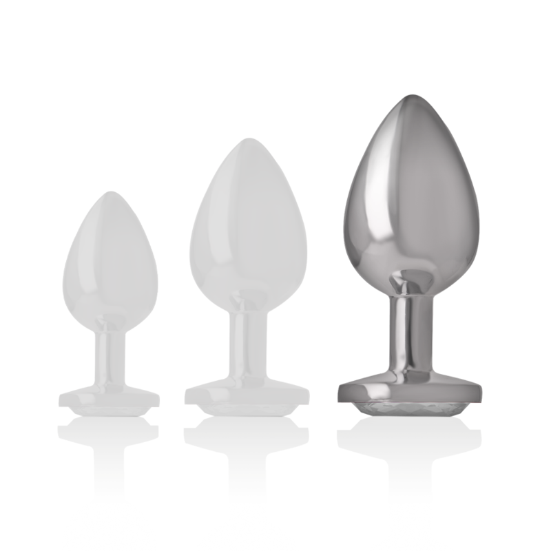 INTENSE - PLUG ANAL METAL ALUMINIO CON CRISTAL PLATA TALLA L - Sensuana.es