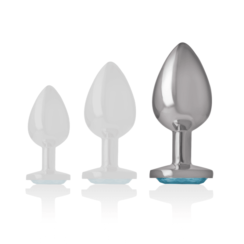 INTENSE - PLUG ANAL METAL ALUMINIO CON CRISTAL AZUL TALLA L - Sensuana.es