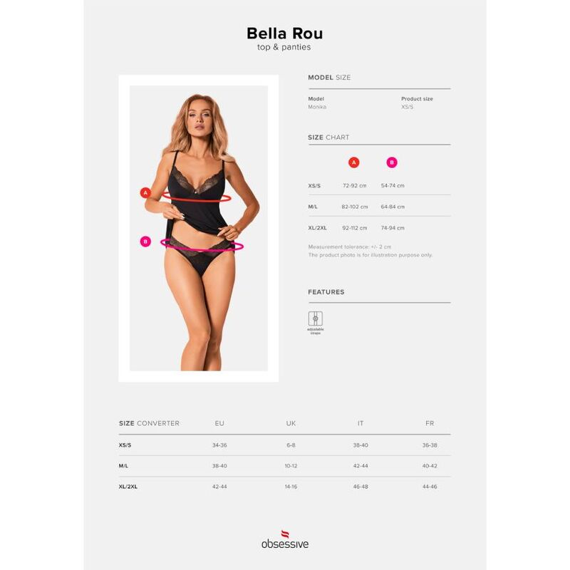 OBSESSIVE - BELLA ROU TOP & PANTIES XS/S - Sensuana.es