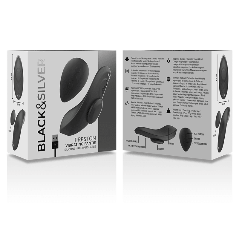 BLACK&SILVER - PRESTON PANTIE MAGNETICO VIBRADOR SILICONA REMOTO - Sensuana.es