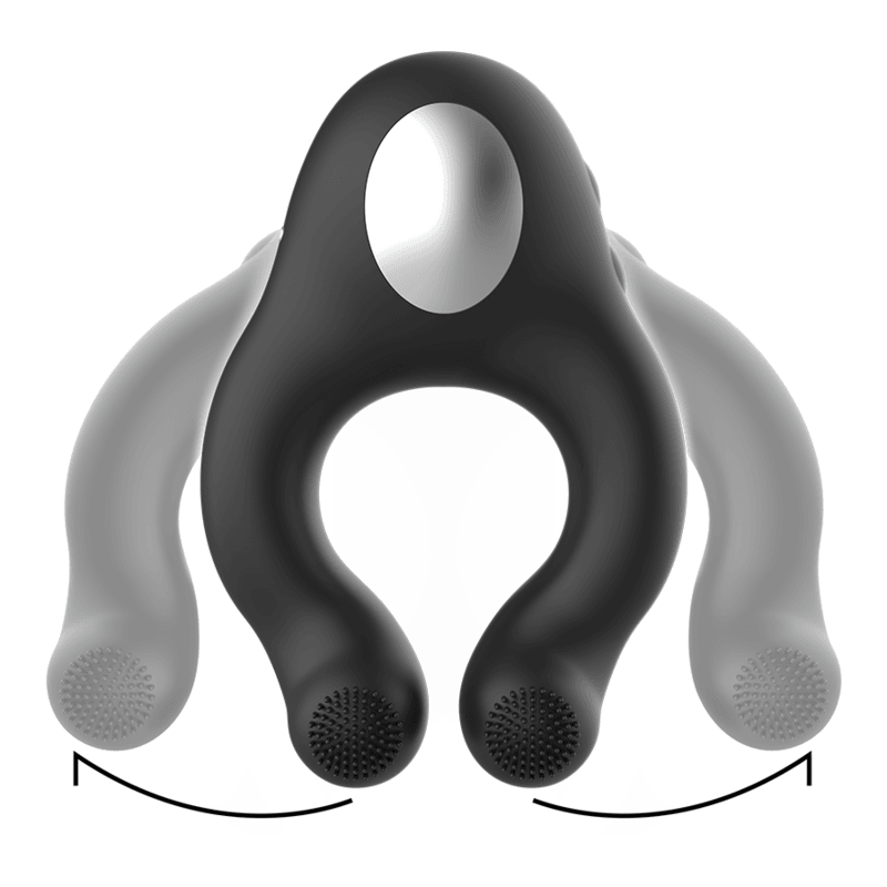 BLACK&SILVER - ANILLO VIBRADOR SILICONA 3 MOTORES RECARGABLE NEGRO - Sensuana.es