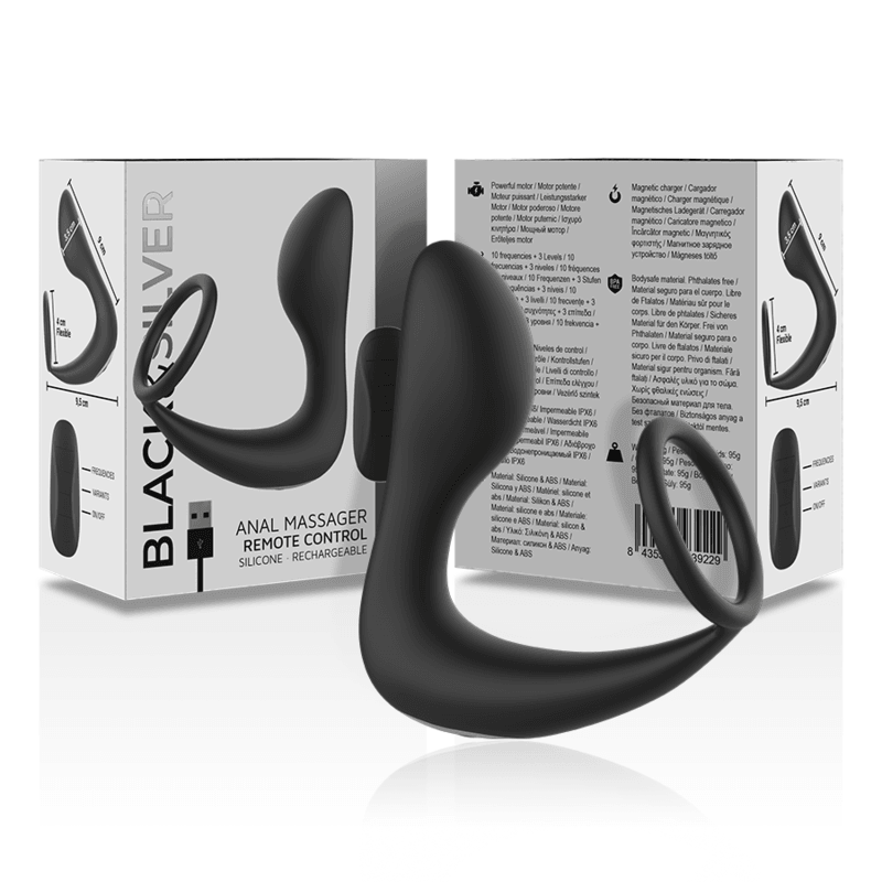 BLACK&SILVER - MASAJEADOR ANAL CONTROL REMOTO SILICONA RECARGABLE NEGRO - Sensuana.es