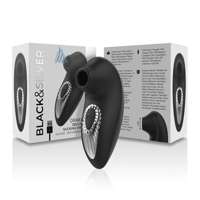 BLACK&SILVER - DRAKE DELUXE SUCKING VIBE SILICONA RECARGABLE NEGRO - Sensuana.es