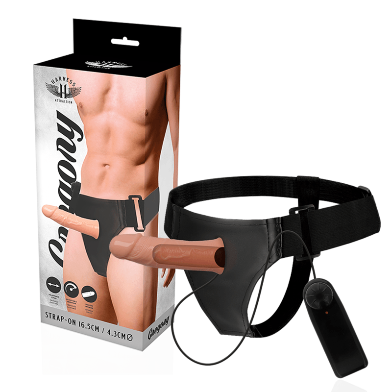 HARNESS ATTRACTION - RNES HUECO GREGORY CON VIBRADOR 16.5 CM -O- 4.3 CM - Sensuana.es