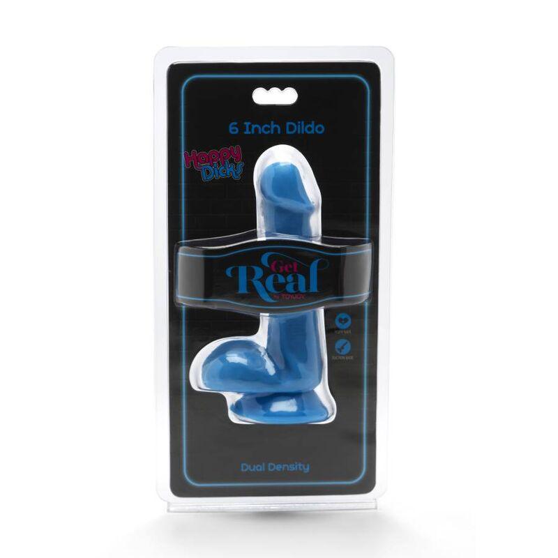 GET REAL - HAPPY DICKS DILDO 12 CM CON TESTICULOS AZUL - Sensuana.es