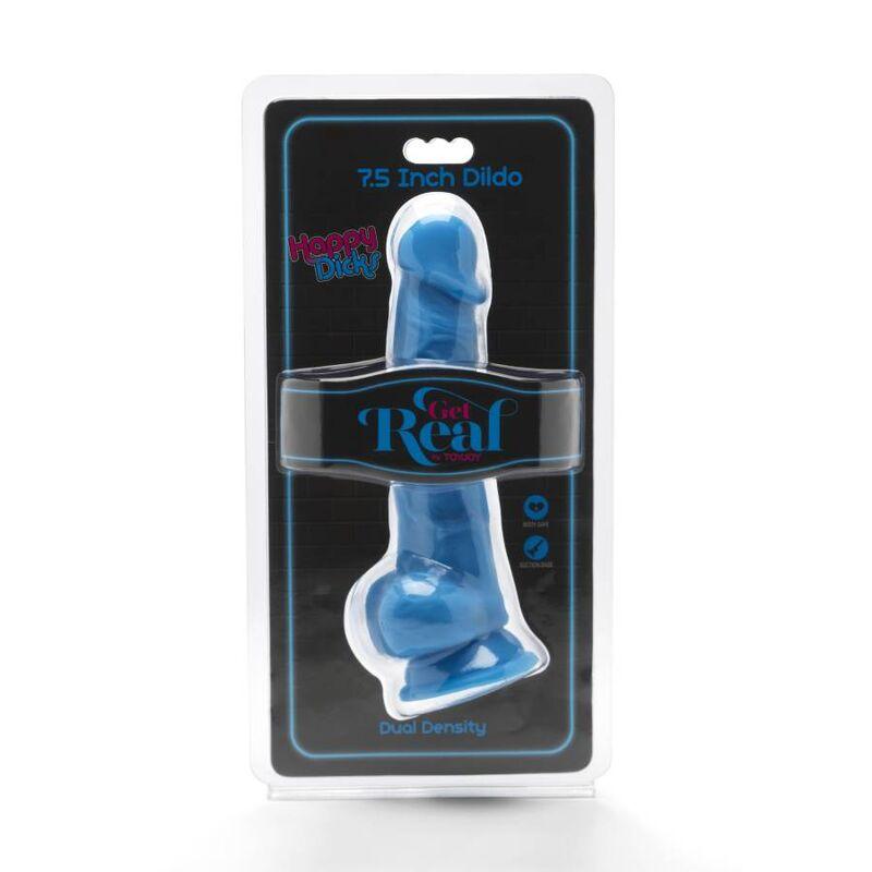 GET REAL - HAPPY DICKS 19 CM CON TESTICULOS AZUL - Sensuana.es