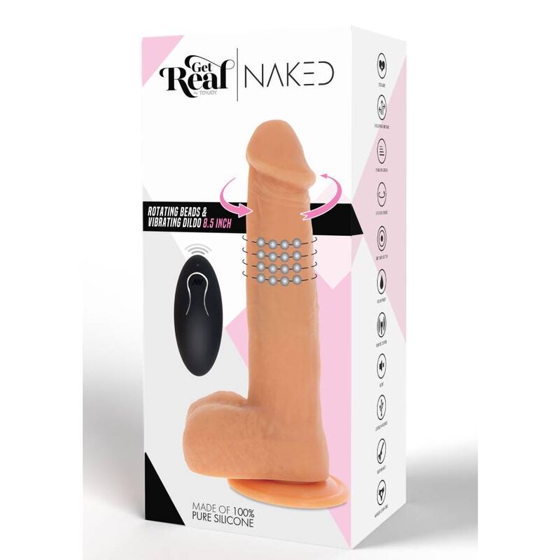 GET REAL - DILDO VIBRADOR CON BOLAS GIRATORIAS NATURAL - Sensuana.es