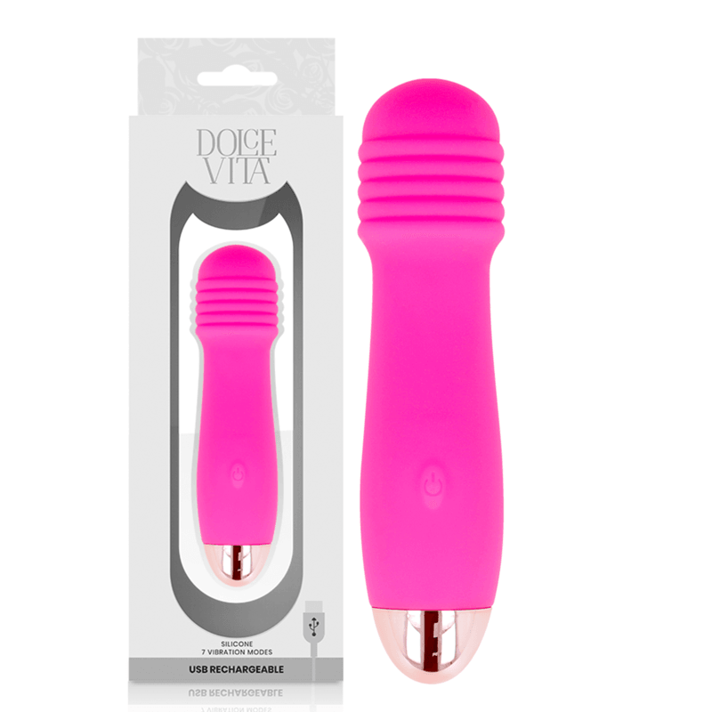 DOLCE VITA - VIBRADOR RECARGABLE THREE ROSA 7 VELOCIDADES - Sensuana.es