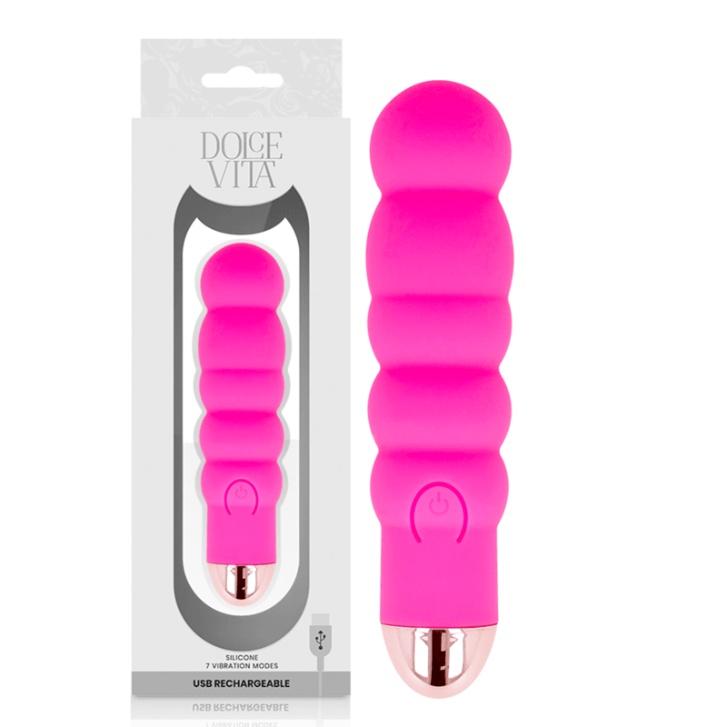 DOLCE VITA - SIX PINK RECHARGEABLE VIBRATOR 7 SPEED