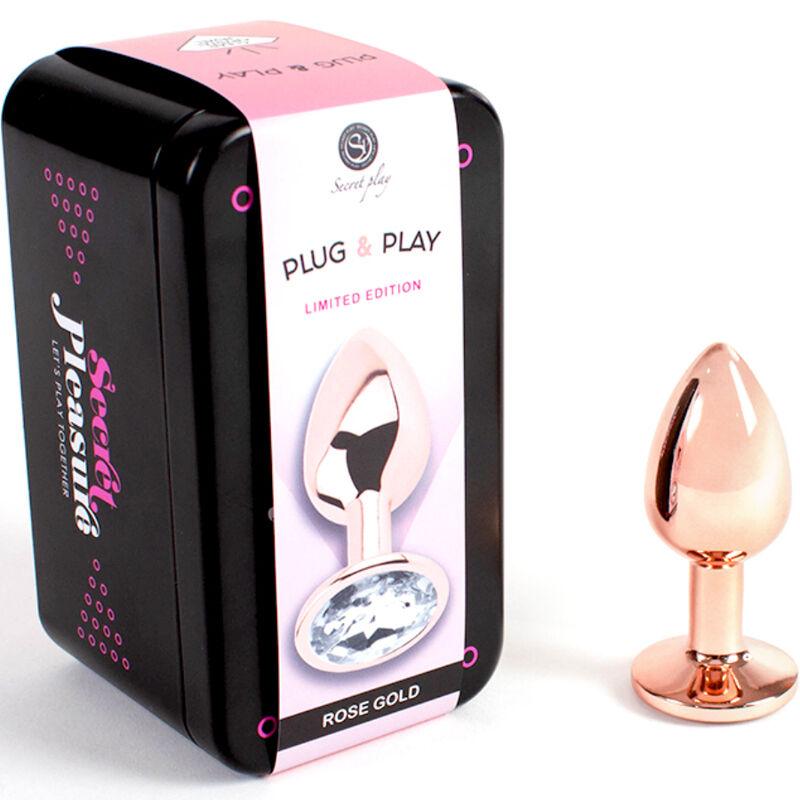 SECRETPLAY - METAL BUTT PLUG ORO ROSA TALLA S 7 CM - Sensuana.es