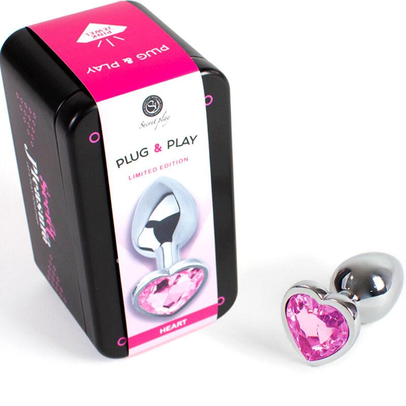 SECRETPLAY - METAL BUTT PLUG CORAZÓN FUCSIA TALLA S 7 CM - Sensuana.es