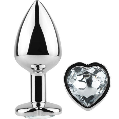 SECRETPLAY - METAL BUTT PLUG CORAZÓN TRANSPARENTE TALLA S 7 CM - Sensuana.es