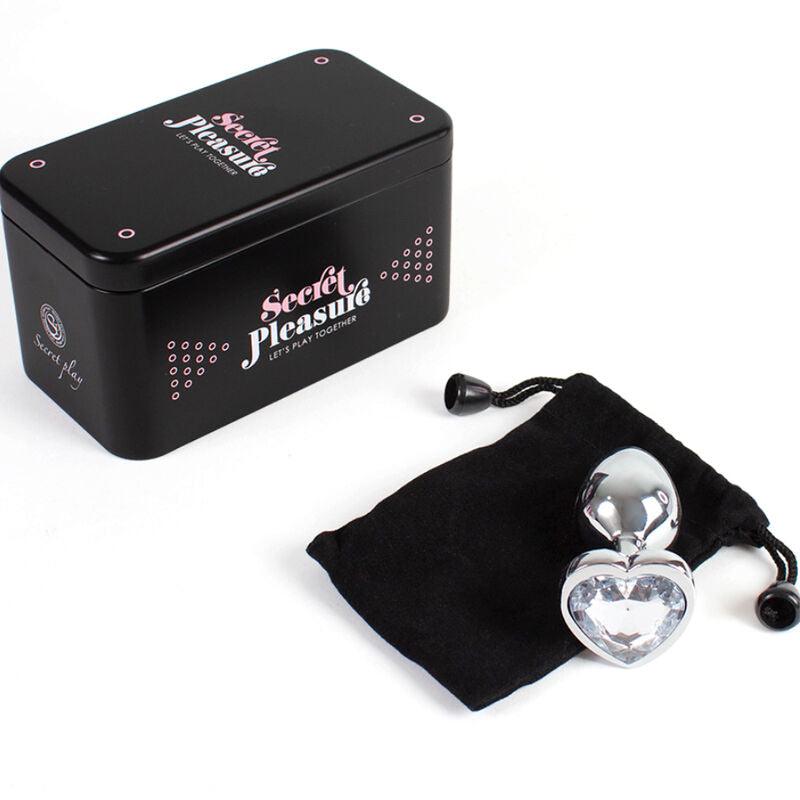 SECRETPLAY - METAL BUTT PLUG CORAZÓN TRANSPARENTE TALLA S 7 CM - Sensuana.es