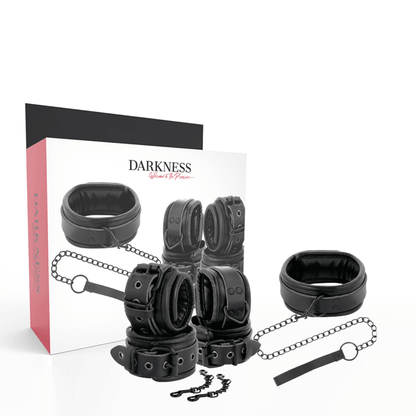 DARKNESS - ESPOSAS Y COLLAR DE CUERO NEGRO - Sensuana.es